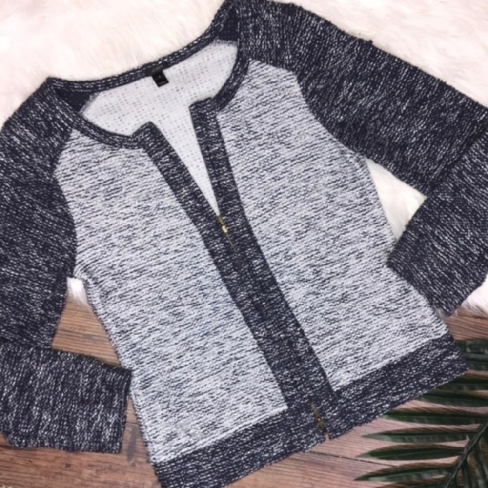 J.Crew blue tweed zip blazer jacket